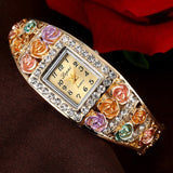 LVPAI Hot Fashion Stainless Steel Gold Wrist Wtach Clockss Luxury Women Rhinestone Crystal Dress Watch Quartz Watch Gifts 533