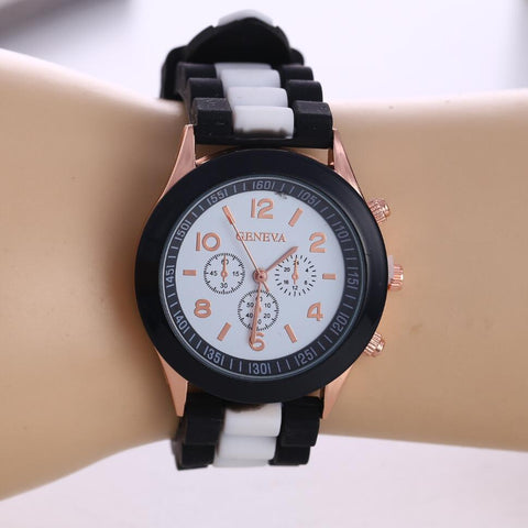 2019 New Fashion Women Geneva Rosy Gold Casual Quartz Watch Women Sports Silicone Strap Watches Relogio Feminino Ladies Wtach