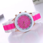 2019 New Fashion Women Geneva Rosy Gold Casual Quartz Watch Women Sports Silicone Strap Watches Relogio Feminino Ladies Wtach