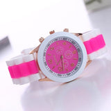2019 New Fashion Women Geneva Rosy Gold Casual Quartz Watch Women Sports Silicone Strap Watches Relogio Feminino Ladies Wtach