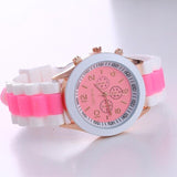 2019 New Fashion Women Geneva Rosy Gold Casual Quartz Watch Women Sports Silicone Strap Watches Relogio Feminino Ladies Wtach