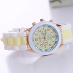 2019 New Fashion Women Geneva Rosy Gold Casual Quartz Watch Women Sports Silicone Strap Watches Relogio Feminino Ladies Wtach