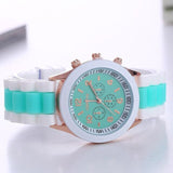 2019 New Fashion Women Geneva Rosy Gold Casual Quartz Watch Women Sports Silicone Strap Watches Relogio Feminino Ladies Wtach