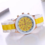 2019 New Fashion Women Geneva Rosy Gold Casual Quartz Watch Women Sports Silicone Strap Watches Relogio Feminino Ladies Wtach