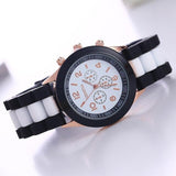 2019 New Fashion Women Geneva Rosy Gold Casual Quartz Watch Women Sports Silicone Strap Watches Relogio Feminino Ladies Wtach