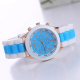 2019 New Fashion Women Geneva Rosy Gold Casual Quartz Watch Women Sports Silicone Strap Watches Relogio Feminino Ladies Wtach
