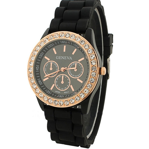 Luxury Women Watches Fashion Rhinestone Rose Gold Ladies Watch Casual Silicone Band Quartz Wtach Relogio Feminino zegarki damski