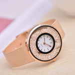 2018 New Fashion Stainless Steel Gold & Silver Band Quartz Wtach Luxury Women Rhinestone Watches Valentine Gift