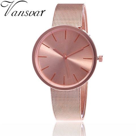 Vansvar New Fashion Ladies Wristwatches Mesh Band Quartz Women Wtach Luxury Stainless Steel Women Clock Relogio Feminino 533
