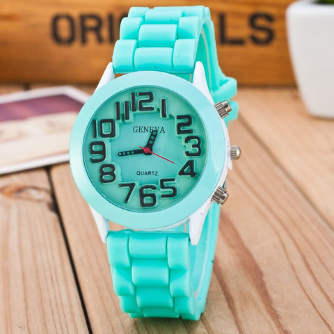 2019 New Geneva Brand Casual Quartz Cartoon Watch Women Sports Silicone Strap Watches Relogio Feminino Stereo Number Wtaches Hot
