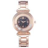 Fashion Women Rotate Diamond Watch Rose Gold Stainless Steel Quartz Wristwatch Ladies Elegant Business Rhinestone Wtaches
