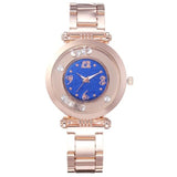 Fashion Women Rotate Diamond Watch Rose Gold Stainless Steel Quartz Wristwatch Ladies Elegant Business Rhinestone Wtaches
