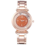 Fashion Women Rotate Diamond Watch Rose Gold Stainless Steel Quartz Wristwatch Ladies Elegant Business Rhinestone Wtaches