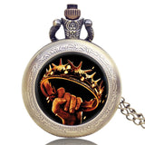 Game of Thrones Theme Bronze Fob Pocket Watch Men's Quartz Pocket Watch with Chain With Necklace for Men Women Fans Gifts
