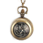 Game of Thrones Theme Bronze Fob Pocket Watch Men's Quartz Pocket Watch with Chain With Necklace for Men Women Fans Gifts