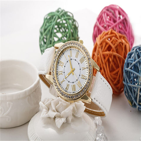 Irisshine Woman wtaches Fashion Women's lady girl Leather Band Roman Rhinestone Quartz Wrist Watch wholesale A30
