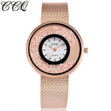 CCQ Brand Fashion Gold & Silver Plastic Band Quartz Wtach Luxury Women Rhinestone Watches Clock Gift Relogio Feminino Hot