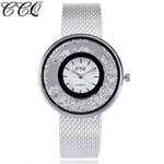 CCQ Brand Fashion Gold & Silver Plastic Band Quartz Wtach Luxury Women Rhinestone Watches Clock Gift Relogio Feminino Hot