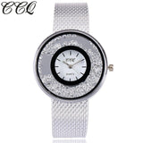 CCQ Brand Fashion Gold & Silver Plastic Band Quartz Wtach Luxury Women Rhinestone Watches Clock Gift Relogio Feminino Hot