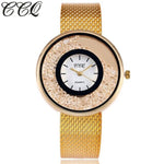CCQ Brand Fashion Gold & Silver Plastic Band Quartz Wtach Luxury Women Rhinestone Watches Clock Gift Relogio Feminino Hot
