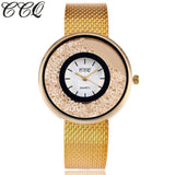 CCQ Brand Fashion Gold & Silver Plastic Band Quartz Wtach Luxury Women Rhinestone Watches Clock Gift Relogio Feminino Hot