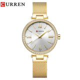 Luxury Brand CURREN Fashion Stainless Steel Band Quartz Wtach Rhinestone Women Wrist Watch Gift Relogio Feminino reloj mujer