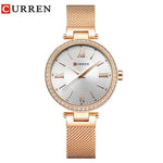 Luxury Brand CURREN Fashion Stainless Steel Band Quartz Wtach Rhinestone Women Wrist Watch Gift Relogio Feminino reloj mujer