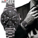 Watch Men Fashion Sports Military Quartz Clock Mens Watches MIGGER Brand Luxury Steel Business Waterproof Watch Relogio #D