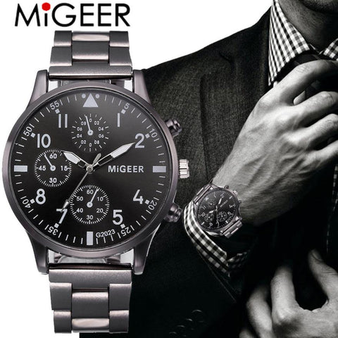 Watch Men Fashion Sports Military Quartz Clock Mens Watches MIGGER Brand Luxury Steel Business Waterproof Watch Relogio #D