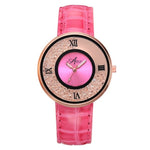 Ladies Brand Fashion Rose Gold Leather Strap Band Quartz Wtach Luxury Sport Fashion Women Rhinestone Watch Relogio Feminino