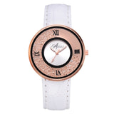 Ladies Brand Fashion Rose Gold Leather Strap Band Quartz Wtach Luxury Sport Fashion Women Rhinestone Watch Relogio Feminino