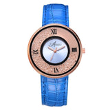 Ladies Brand Fashion Rose Gold Leather Strap Band Quartz Wtach Luxury Sport Fashion Women Rhinestone Watch Relogio Feminino