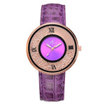 Ladies Brand Fashion Rose Gold Leather Strap Band Quartz Wtach Luxury Sport Fashion Women Rhinestone Watch Relogio Feminino