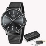 2019 Women's Watch LIGE Top Brand Luxury Women Fashion Casual All Steel Ultra-Thin Mesh Belt Quartz Clock Relogio Feminino+Box