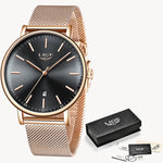 2019 Women's Watch LIGE Top Brand Luxury Women Fashion Casual All Steel Ultra-Thin Mesh Belt Quartz Clock Relogio Feminino+Box