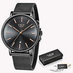 2019 Women's Watch LIGE Top Brand Luxury Women Fashion Casual All Steel Ultra-Thin Mesh Belt Quartz Clock Relogio Feminino+Box