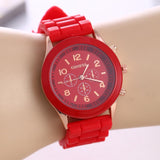 2019 New Fashion Geneva Brand Rosy Gold Casual Quartz Watch Women Sports Silicone Strap Watches Relogio Feminino Ladies Wtaches