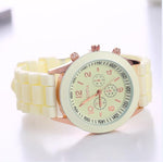 2019 New Fashion Geneva Brand Rosy Gold Casual Quartz Watch Women Sports Silicone Strap Watches Relogio Feminino Ladies Wtaches