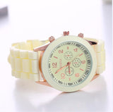 2019 New Fashion Geneva Brand Rosy Gold Casual Quartz Watch Women Sports Silicone Strap Watches Relogio Feminino Ladies Wtaches