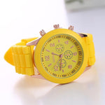 2019 New Fashion Geneva Brand Rosy Gold Casual Quartz Watch Women Sports Silicone Strap Watches Relogio Feminino Ladies Wtaches
