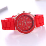2019 New Fashion Geneva Brand Rosy Gold Casual Quartz Watch Women Sports Silicone Strap Watches Relogio Feminino Ladies Wtaches