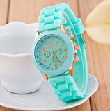 2019 New Fashion Geneva Brand Rosy Gold Casual Quartz Watch Women Sports Silicone Strap Watches Relogio Feminino Ladies Wtaches