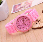 2019 New Fashion Geneva Brand Rosy Gold Casual Quartz Watch Women Sports Silicone Strap Watches Relogio Feminino Ladies Wtaches
