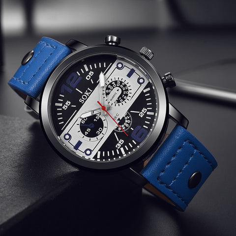Men's watch Couple Leather Band Analog Quartz Round Business Wrist Watch Man watches mens 2019 relogios masculinos