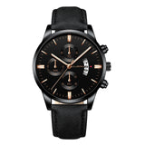 CUENA Men Wrist Watch Sport Stainless Steel Case Leather Band Quartz Analog man watches men watches quartzo day date watch male