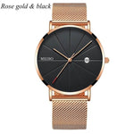 Mens Watches Business Sports Leisure Quartz WristWatch Stainless Steel Mesh Strap Ultra Thin Dial Date Clock Relogio Masculino
