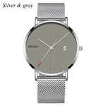 Mens Watches Business Sports Leisure Quartz WristWatch Stainless Steel Mesh Strap Ultra Thin Dial Date Clock Relogio Masculino
