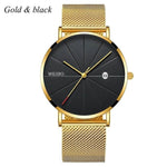 Mens Watches Business Sports Leisure Quartz WristWatch Stainless Steel Mesh Strap Ultra Thin Dial Date Clock Relogio Masculino
